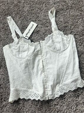 Pretty Little Thing White Eyelet Bustier Tank
